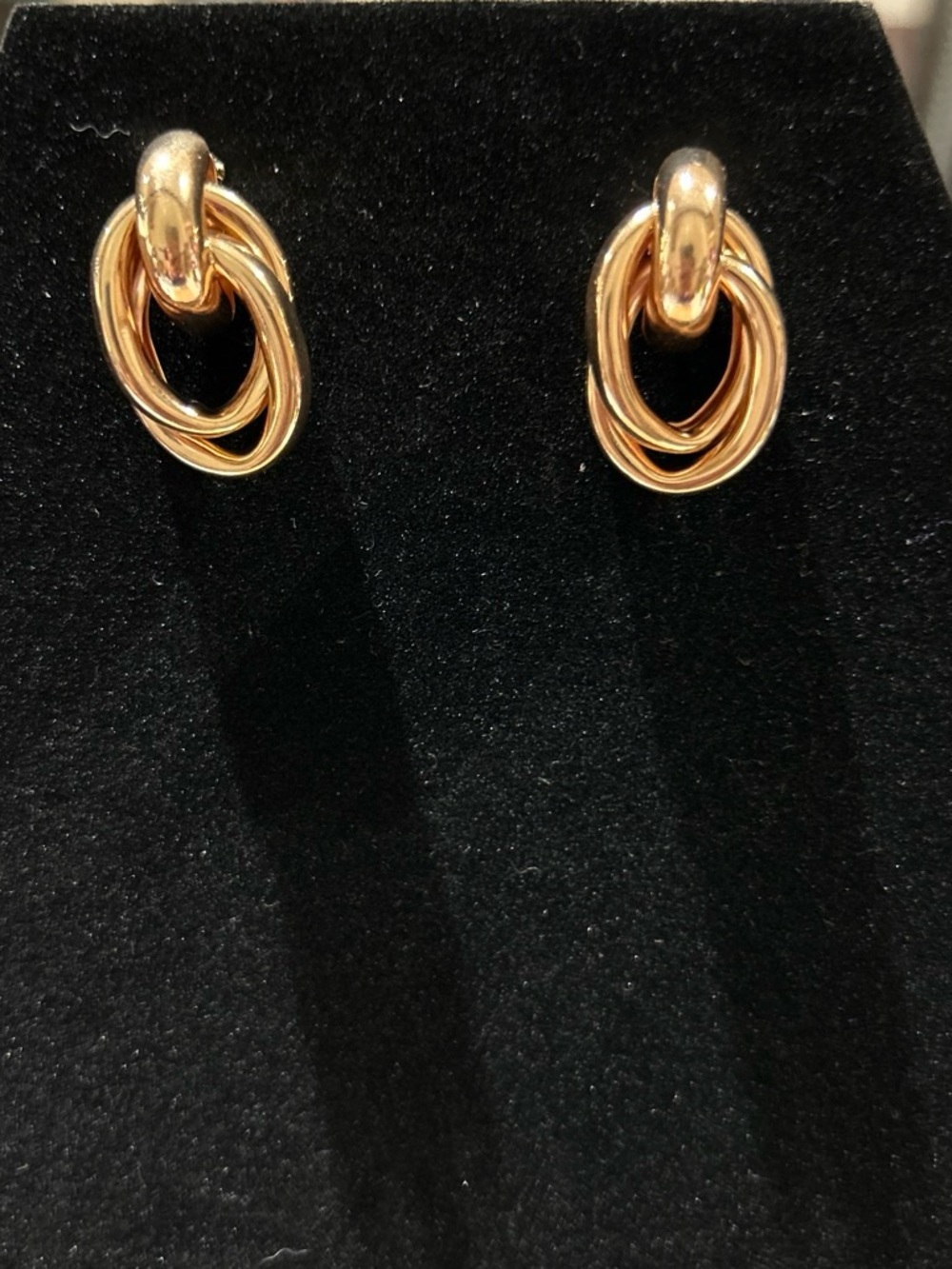 Gold Tone Interlocking Hoop Drop Earrings - Women Jewelry